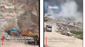 Terjadi lagi longsor di pusat penambangan pasir dan batu (Sirtu) Gunung Kudsa, Cirebon, jam 10.00 Wib, Jumat 30 Mei 2025. Insiden ini diduga menelan korban sebanyak 14 orang. Tangkap layar video Instagram@Inews.id
