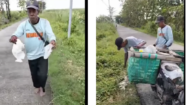 Saat ini kades Pojokrejo, kecamatan Kesamben, Jombang, menggunakan sepeda ohthel keliling jalanan kampung wilayahnya. Dia memunguti sampah yang berceceran di pingir jalanan desa. Tangkap layar video Instagram@kabarajombangdotcom
