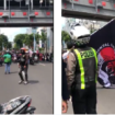 Polisi Surabaya memberikan pengawalan dan pengamanan secara disiplin, sejauh ini tidak terjadi insiden dalam pelaksanaan aksi mogok dan demo 24 jam, Driver ojol,  Selasa 20 Mei 2025. Instagram@humaspolsekgentengsby