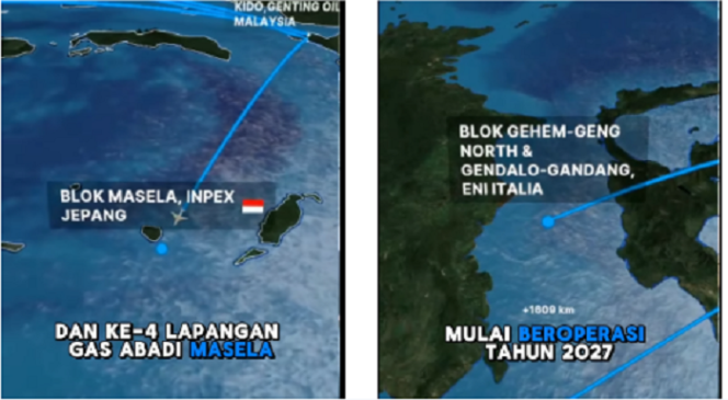 
					Lokasi peboran sumur migas baru di Indonesia, Masela (Inpex Jepang)  dan Gehem (ENI Italia) mInstagram@widododjatmiko