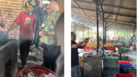 Bupati Sidoarjo, Subandi melakukan inspeksi mendadak di kawasan desa Tropdo, Krian, lokasi usaha rumahan tahu. Terkait isu penggunaan sampah limbah plastik untuk bahan bakar memasak dan menggoreng tahu, selain dilarang, cara ini mengganggu warga lainnya, Minggu 18 Mei 2025. Tangkap Layar Video Instagram@banggasidoarjo