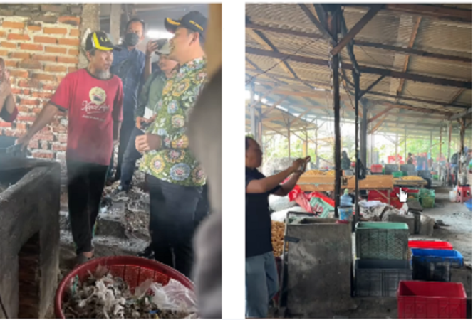 
					Bupati Sidoarjo, Subandi melakukan inspeksi mendadak di kawasan desa Tropdo, Krian, lokasi usaha rumahan tahu. Terkait isu penggunaan sampah limbah plastik untuk bahan bakar memasak dan menggoreng tahu, selain dilarang, cara ini mengganggu warga lainnya, Minggu 18 Mei 2025. Tangkap Layar Video Instagram@banggasidoarjo