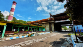 Inilah Kiln dan tanur yang masih terpasang kokoh di kawasan bekas pabrik semen Gresik Indonesia, di Gresik yang sekarang menjadi kampus utama Universitas Internasional Semen Indonesia (UISI). Foto: Gandhi Wasono M