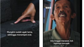 Seorang peneliti menunjukkan satu di antara ribuan permen karet bekas yang dibuang di bebatuan candi Borobudur. Werdi, seorang tenaga pemugas candi yang susah berusia 1.200 tahun itu. Ia minta semua pihak mau melestarikan candi Borobudur. Tangkap Layar video Instagram@bbcindonesia