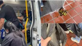 Kolase foto peristiwa penyerangan bocah Indonesia berusia 5 tahun yang dianiaya menggunakan botol minuman. Pelaku juga menyimpan pisau di dalam tas. (Mothership/DOK)