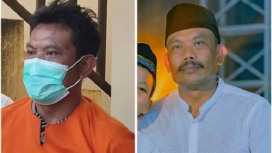 Polisi Polres Banyuwangi menangkap Joko Suyoto, saat menjaga toko kelontong miliknya di desa di Desa Kepundungan, Kecamatan Srono, Banyuwangi, 1o Juni 2025, saat sedang main judi online mahyong. Foto: brililo.net