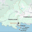 Peta wilayah Kabupaten Ttrenggalek dengan tetangganya dekatnya Tulungagung, dimana terdapat 16 pulau yang semula masuk amdinistrasi Trenggalek, namun berubah berdasakran nomenkaltur yang dikeluarkan oleh Kemendagri. Foto: rri.id