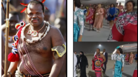 Raja kerajaan Eswatini di Afrika Selatan, bergelar Mswati III, saat bertamu ke Abu Dhabi membawa serta 15 istri dan 100 pembantu. Foto: tankaplayar video instagram@merindink