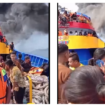 Ratusan penumpang di atas kapal KM Gregorius  Barcelona V mengalami kepanikan, akibat mesin kapal terbakar, Minggu siang 20 Juli 2025. Foto: tangkap layar video instagram@unsrat