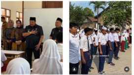 Hari pertama siswa-siswi Sekoalah Rakyat 8 Jombang memulai proses belajar mengajar. Bupati Jombang Warsubi pun langsung memberikn konseling berupa semangat kepada para siswa, Senin 14 Juli 2025 di sekolah  Jl. Drs. Moh. Hatta, Dusun Mancilan, Desa Mancilan, Kecamatan Mojoagung pada Senin (14/7). Kolase: video@jombang_kab