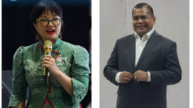 (Kiri) Prof Stella Christie PhD, menggantikan Prof Paiman Raharjo (kanan) sebagai komisaris PT Pertamina Hulu Energi. Foto: instagram@prof.stellachristie/puterariau.com