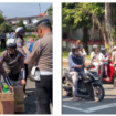 Operasi Semeru 2025 di perempatan Kebon Rojo Jombang, berubah menjadi kebahagiaan, ternyata petugas Poltanas malah bagi-bagi 50 bingkisan snack, 20 helm, dan 5 jas hujan, dilaksanakan Rabu 23 Juli 2025. Foto: kolase Instagram@jombanginformasi_