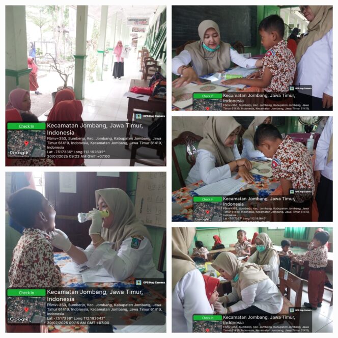 
					Petugas Puskesmas Pulo Lor, Jombang, melaksanakan pemeriksaan kesehatan gratis (PKG) kepada siswa siswi dari 19 sedkolah dasar dan madrasah ibtidaiyah (SD/MI), mulai 30 Juli hingga 15 Agustus 2025. Foto: jombangkab.go,id