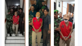 Petugas keamanan Kejaksaan Jombang membawa tersangka Ponco Mardi Utomo ke Rutan Jombang, setelah ditetapkan sebagai tersangka karus korupsi kredit bergulir Rp 1,5 miliar, Selasa malam, 15 Juli 2025. Foto: Kolase/ Net