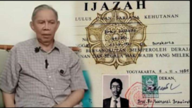 Prof Sofian Effendi mantan Rektor UGM setelah menyatakan bahwa Jokowi DO, hanya lulus sarjanan muda, kemudian menarik semua keterangannya dan meminta maaf. Foto: youtube