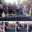 Camat, Danramil, kapolsek, serta kepala desa di lingkungan kecamatan Gudo, Jombang mengibarkan bendera start pemberangkat lomba gerek jalan, di depan lapangan desa Blimbing, Gudo, Rabu 27 Agustus 2025. Foto: Kredonews.com/ priyo suwarno
