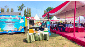 Halaman kantor camat Mojowarno menjadi lokasi Gerakan Pasar Murah (PPM) dengan sebutanMojowarno  Creative Fest 2025, pasar murah yang menjual kebutuhan pokok masyarakat dengan harga sangat terjanfu, Sabtu 30 Agustus 2025. Foto: Diskominfo Pemkab Jombang