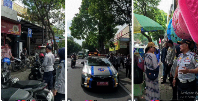 
					Polsek Jombang berkolaborasi dengan Satpol PP melakukan penertiban lalu lintas dan pedagangf di pinggir jalur karnaval yang akan dilaksanakan, Sabtu 23 Agustus 2025. Foto: Instagram@jombangkab.com