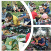 Suasan guyub ketiak warga dan personel TMMD 125 Ngusikan, melaksanakan tasyakuran tumpeng di sebuah punden desa Kromong, mengawali aktivitas pembangunan desa setempat, Sabtu 9 Agustus 2025. Foto: Diskominfo Jombang