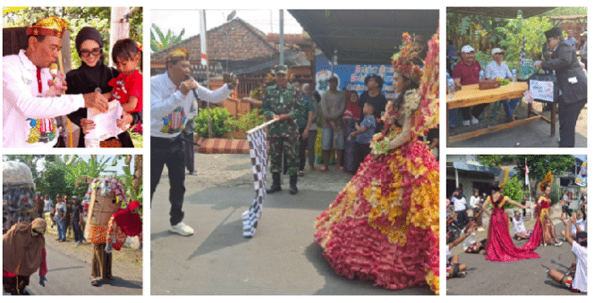 
					Danramil Gudo, Jombang Lettu Sahroni mengibarkan bendera start, acara karnaval di desa Mejoyolosari, Gudo Jombang, Minggu 24 Agustus 2025. Foto: kredonews.com/ priyo suwarno