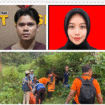 (Kiri) Tersangka Alvi Maulana, 24, seorang mahasiswa PTS di Bangkalan, Madura, asal Labuhan Batu, Sumataera Utara. (Kanan) Tiara Anjelina Saraswati, satu kampus dengan tersangka, warga Made, Lamongan. (Bawah) Saat petugas kepolisian melakukan pencarian ceceran tubuh korban di kawasan Pacet, Mojokerto, Sabtu 6 September 2025. Foto: Kolase