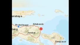 Peta lokasi pusat gempa di wilayah Banyuwangi, Jawa Timur, berkekuatan 5.7 magnetudo Gempa magnitudo 5,7 mengguncang wilayah Banyuwangi terjadi Kamis, 25 September 2025, tepatnya pukul 16.04 WIB. Gempa tersebut berpusat di laut, 46 km timur laut Banyuwangi, dengan kedalaman 12 km. Getaran gempa terasa cukup kuat di Banyuwangi. Foto: Instagram@BWI.Info