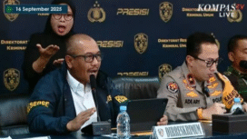 Denpom TNI dan Polda Mtero Jaya menggelar konfrensi pers, Selasa 16 September 2025, ungkap keterlibatan 2 oknum Kopassu dalam kasus penculikan dan pembunuhan kepala cabang pembantu (KCP) VRI M. Ilham Pradita. Foto: Kompas TV