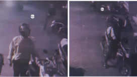 Terekam CCTV di halaman masjid Besar Baitul Muttaqqin, Desa/ Kecamatan Kutorejo, saat salat Subuh, Rabu,  17 September 2025, . Komplotan pencuri bahkan mengacungkan parang saat tepergok beraksi. Tangkap layar video Instagram@updatemojokerto