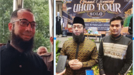 Didampingi lima pengacara, Ustad Basalamah mendatangi kantor KPK di jakarta, Selasa 9 September 2025. Ia diperiksa sebagai saksi dalam kasus dugaan korupsi kuota haji yang melibatkan mantan Menteri Agama, Yakult Quomas. Foto: Kolase Instagram@rmol.id