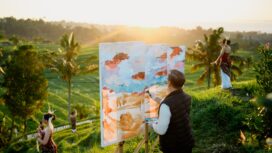 Putu PW Winata tidak melukis alam, ia melukis perasaan-perasaan tentang alam. (Foto.Ist)