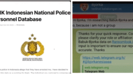 Inilah unggahan sanggahan dari akun mengaku sebagai Bjorka, pada tanggal 4 Oktober 2025, situs NetLeaks atas nama “Bjorka” merilis basis data 341.800 personel Polri dalam bentuk CSV (pangkat, nama, unit, nomor HP, email). Instagram@merdekasiber