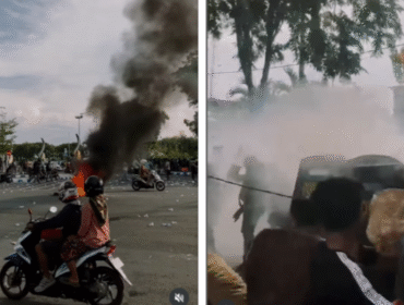 Terjadi aksi demonstrasi besar di alun-alun Sampang, Madura, berteapatan dengan [eringatan hari Sumpang Pemuda. Para demonstran menuntut agar Buapti Sampang segera menggelar Pilades pada tahun 2026. Foto: Instagram@sampangkreatif