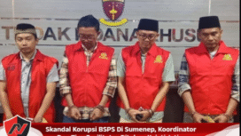 Kajati Jawa Timur menangkap dan menahan empat orang tersangka pelaku korupsi dana Bantuan Stimulan Perumahan Swadaya (BSPS) di Kabupaten Sumenep, masing-masing berinisial RP, AAS, WM, dan HW, yang terdiri atas satu orang koordinator kabupaten dan tiga tenaga fasilitator lapangan. Foto: newssatu.com