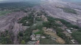 Penampakan jalur yang dilewati awan panas erupsi Gunung Semeru dari udara (Foto: Dok. Istimewa)