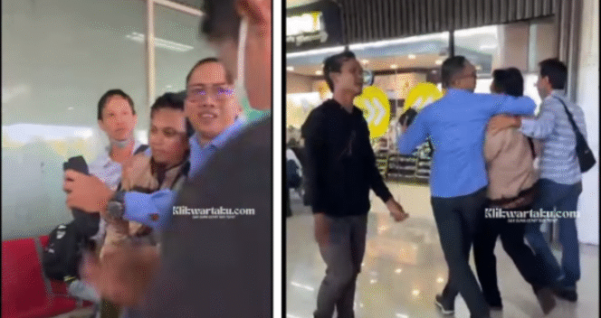
					Setelah bertemu  Iqbal Setya Pratama di Bandara Supadio Pontianak, 1 November 2025, para calon jamaah umrah yang gagal berangkat mengepung dan menuntut penjelasan darinya terkait keberangkatan dan pengembalian dana. Namun tidak ada sepatah kata pun keluar pernyataan dari Ketua Koperasi Berkah Bersama Arafah. Foto: Instagram@klikwartaku 