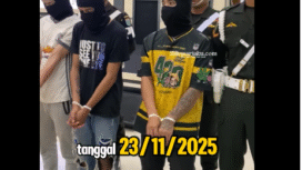 Mereka hanya diidentifikasi dengan inisial M, HP, dan AP, yang merupakan warga negara Indonesia (WNI). yang berhasil diringkus oleh peutgas Satuan Tugas Pengaman Perbatasan (Satgas Pamtas) RI-Malaysia di Entikong Kalimantan Barat, Minggu 23 November 2025. Foto: Instgaram@klikwartaku