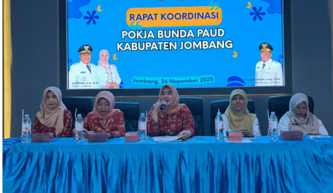 
					Rapat Kordinasi Pokja Bunda PAUD wilayah Jombang, Rabu, 26 November 2025. Acara ini untuk dapat berpartisipasi aktif, baik dalam menyampaikan ide, masukan, maupun gagasan inovatif demi pengembangan pendidikan PAUD di Jombang. Foto: jombangkab.go.id