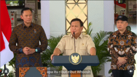 Presiden Prabowo Subianto memberikan pidato lengkap memberi solusi soal proyek kereta api cepat Whoosh, jakarta Bandung. Ribut-ribu ini karena, muncul polemik PT KAI mengalami kesulitan mencicil utang investasi Whoosh dan minta skemanya utangnya melalai APBN. Foto: Instagram@prabowo.gibran2