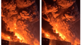 Kebakaran hebat menimpa gudang Dua Kelinci, terjadi Senin malam sekitar 19.41 WIB,  1 Desember 2025. Dikerahkan hingga 25 unit mobil pemadam, untuk memadamkan kebakaran hebat ini. Kerugian ditaksir Rp 50 miliar. Foto: Instagram@suryatieko316