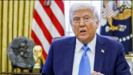 US President Donald Trump speaks during an executive order signing ceremony in the Oval Office of the White House in Washington, DC, US, on Tuesday, Feb. 4, 2025. Trump signed two executive orders, one to reimpose pressure on Iran, as well as withdraw the US from the United Nations Relief and Workers Agency (UNRWA) and the United Nations Human Rights Council. Photographer: Shawn Thew/EPA/Bloomberg