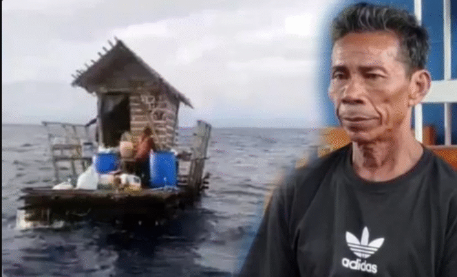 
					Setelah selama 45 hari terombang-ambing di lautan dari Manado hingga Papua Utara, penjaga rumpon ditemukan oleh nelayan di pantai Jaya Pura Utara, memasuki kawasan Samudera Pasifik. Foto: nabirenews.com