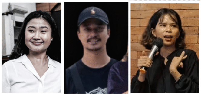 
					(Kiri ke Kanan) Laras Faizati, Fathul Munif, dan Adetya Pramandira (Dera). Mereka bertiga ditangkap dan ditahan atas tuduhan sebagai penghasut aksi demonstrasi Akhir Agustus 2025. Kini Komisi Percepatan Reformasi Polisi minta agar mereka betiga segera dibebaskan. Saat ini polisi menahan 1.038 tersangka demo. Foto: kolase/ net