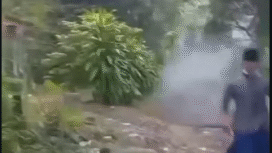 Lahar panas gunung Semeru, Jumat sore, 5 Desember 2025, meluber dan memasuki rumah warga terutama di Dusun Sumber Langsep, Desa Jugosari, Kecamatan Candipuro, Kabupaten Lumajang. Foto: Instagram@medoss-meledak789