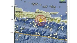 Peta gempa yang terjadi pada pukul 08.20 WIBm Selasa, 27 Januari 2026, pada kedlaaman 105 km partai wilayah pacitan. Dikabarkan belum ada dampak atau pun tsunami. Foto: BMKG