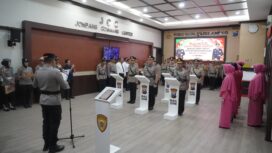 Saat prosesi upacara sertijab dipimpin langsung Kapolres Jombang