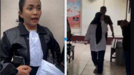 (Kiri) Alizah Widyastuty SH tim penasihat hukum terdakwa DS, 33. Pengacara ini mengajukan nota pembelaan pada 19 Januari 2026 di PN Mojokerto. (Kanan) Terdakwa DS. Foto: kolase/ Instagram@kabarmojokerto.id