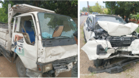 Dua-duanya ringsek, kecelakaan adu banteng di desa Jalan Raya Desa Gajah, Kecamatan Ngoro, Kabupaten Jombang Jawa Timur, pada Sabtu 3 Januari 2026. Dalam insiden ini, seorang warga Diwek, meninggal dunia. Foto: kredoneww.com/ kolase/ elok apriyanto