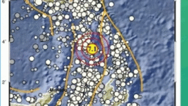 Peta lokasi terjadinya gempat berkekuatan 7.1 magnetudo terjadi kwasan Kepualuan Talaud, Sulawesi Utara. Gempa tidak meninyebabkan tsunami, tidak ada laporan adanya korban. Saat kondisi warga masyarakat mulai puloih kembali. Foto: BMKG