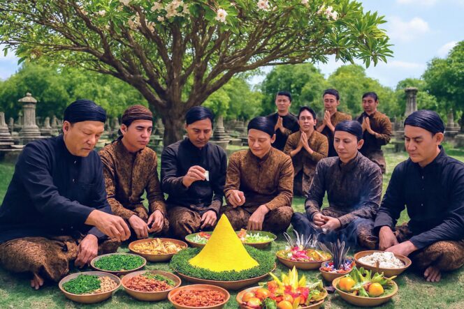 
					Ilustrasi kegiatan tradisi kenduri Nyadran di bulan Ruwah. AI
