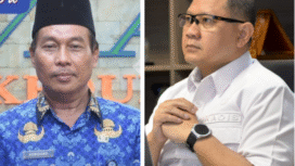 Dari tahun ke tahun kasusnya sama, jawabannya berulang ulang tidak ada paksaan soal pungli di sekolah. Termasuk dugaan pungli Rp 3,320 juta/ siswa di SMAN Bandarkedungmulyo, Jombang. (Kiri) Kepala SMAN Bandarakedungmulyo, Sudijono. (Kanan) Kepada Dinas Pendidikan Provinsi Jatim, Aries Agung Paewai. Foto: kredonews.cpm/ kolase